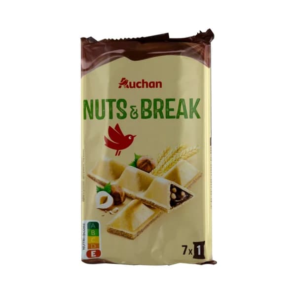 PRODUCTO ALCAMPO Nuts % break Galletas rellenas de crema de avellanas y arroz inflado 105 g. - 0.11 kg - Imagen del producto en Findit