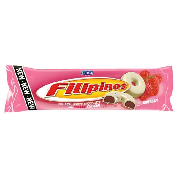 FILIPINOS con chocolate blanco y sabor a fresa 118 g. - 0.12 kg - Imagen del producto en Findit