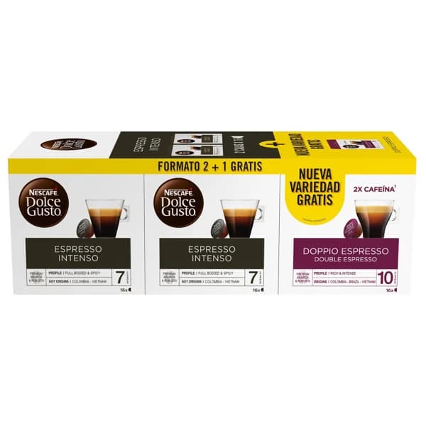 NESCAFÉ DOLCE GUSTO  Café en cápsulas intenso y doppio pack de 3 cajas, 46 uds. - 0.36 kg - Imagen del producto en Findit