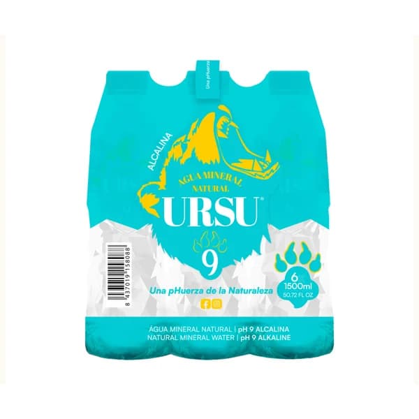 URSU Agua mineral natural ph 9 6 uds. x 1500 ml. - 9 l - Imagen del producto en Findit