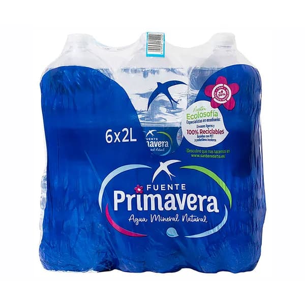 FUENTE PRIMAVERA Agua mineral pack 6 uds. x 2 l. - 12 l - Imagen del producto en Findit