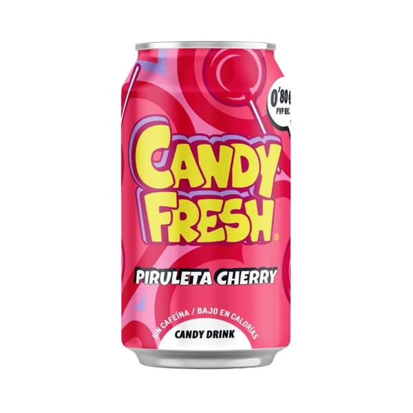 CANDYFRESH Bebida refrescante con sabor a piruleta cherry lata 33cl - 0.33 l - Imagen del producto en Findit