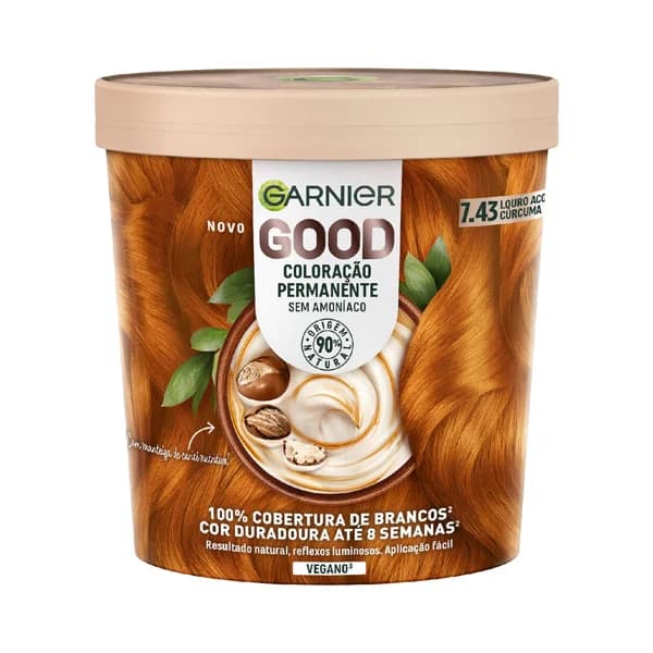 GARNIER Coloracion permanente sin amoniaco, tono 7.43 Cobrizo curcuma GARNIER Good. - 1 ud - Imagen del producto en Findit