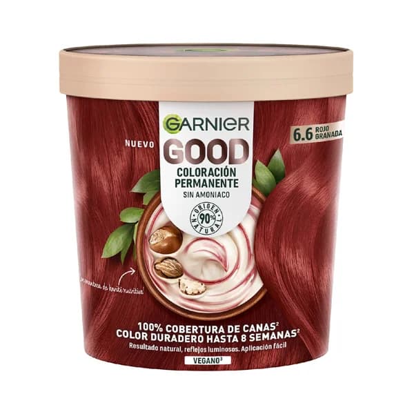 GARNIER Coloracion permanente sin amoniaco, tono 6.6 Rojo granada GARNIER Good. - 1 ud - Imagen del producto en Findit