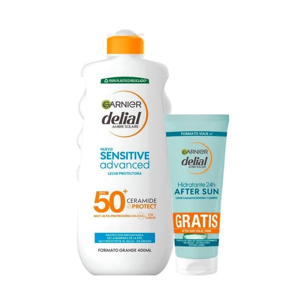 DELIAL Sensitive advanced Leche solar protectora con factor de protección 50+ (muy alto) 400 ml + after sun. - 0.4 l - Imagen del producto en Findit