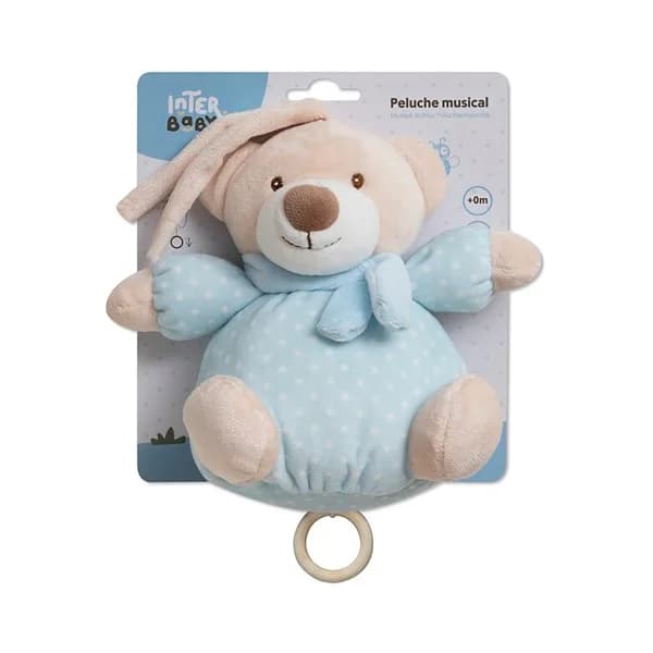 Peluche oso musical, color azul, INTERBABY. - 1 ud - Imagen del producto en Findit