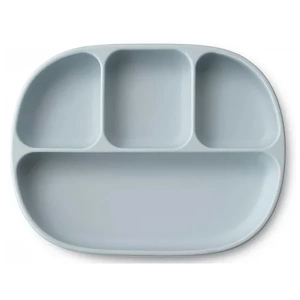 Plato de silicona con ventosa y tapa, color azul, INTERBABY. - 1 ud - Imagen del producto en Findit