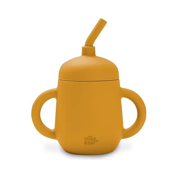 Vaso antigoteo + pajita de silicona, color mostaza, INTERBABY. - 1 ud - Imagen del producto en Findit
