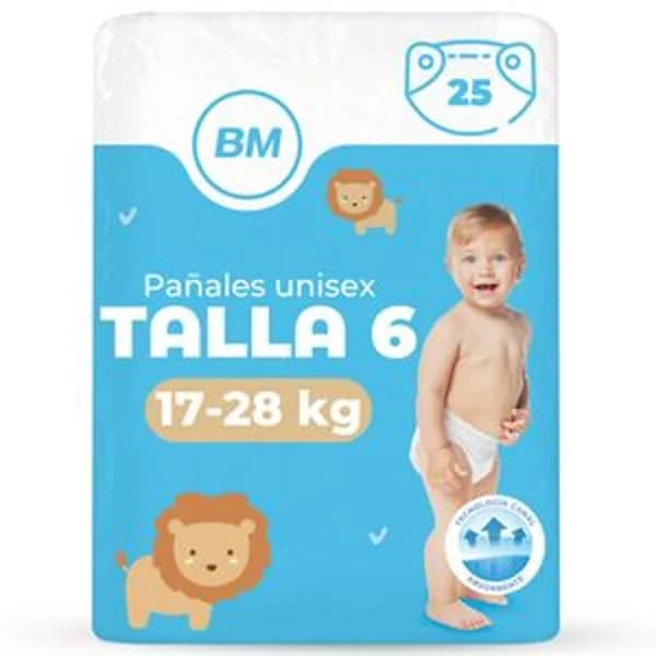 Pañal unnia junior talla 6, 25 uds (17-28 kg) - 24.66 ud - Imagen del producto en Findit