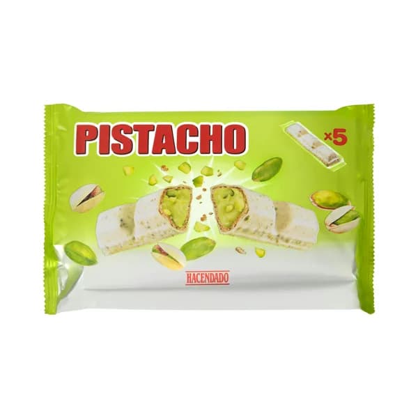 Barritas de barquillo Hacendado con relleno y cobertura de pistacho - 0.1 kg - Imagen del producto en Findit