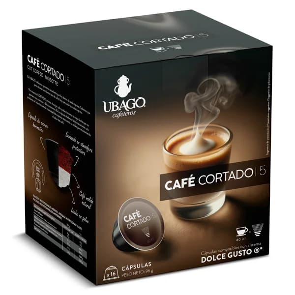 Café en cápsulas cortado Ubago caja 16 unidades - 16.32 ud - Imagen del producto en Findit