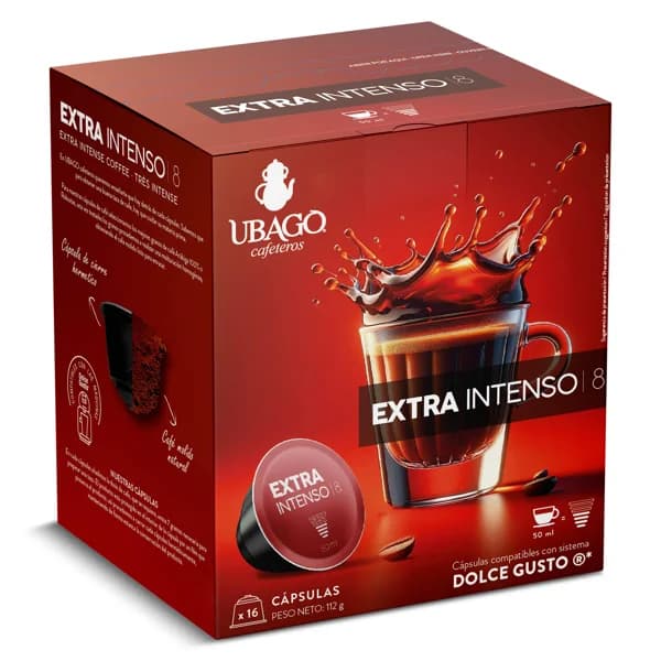 Café en cápsulas extra intenso Ubago caja 16 unidades - 16.32 ud - Imagen del producto en Findit