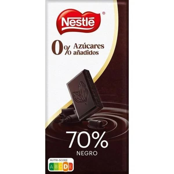 Chocolate negro 70% cacao Nestlé sin azúcar añadido 115 g. - 1 ud - Imagen del producto en Findit