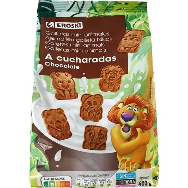 Galleta cucharadas de chocolate EROSKI, bolsa 400 g - 1 ud - Imagen del producto en Findit