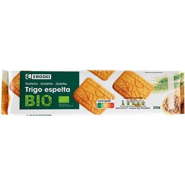 Galleta de espelta EROSKI BIO, paquete 200 g - 1 ud - Imagen del producto en Findit