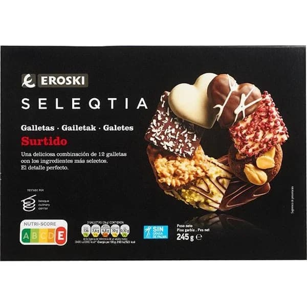 Surtido galletas especialidades Eroski SELEQTIA, caja 245 g - 1 ud - Imagen del producto en Findit