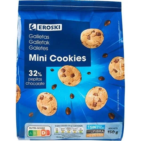 Mini cookies EROSKI, bolsa 150 g - 1 ud - Imagen del producto en Findit