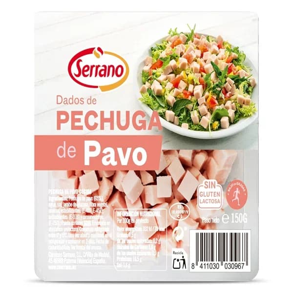 Pechuga de pavo en dados Serrano bandeja 150 g - 0.15 kg - Imagen del producto en Findit