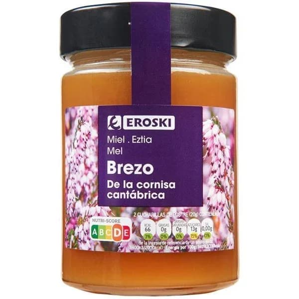 Miel de brezo Cornisa Cantábrica EROSKI, frasco 425 g - 0.43 kg - Imagen del producto en Findit