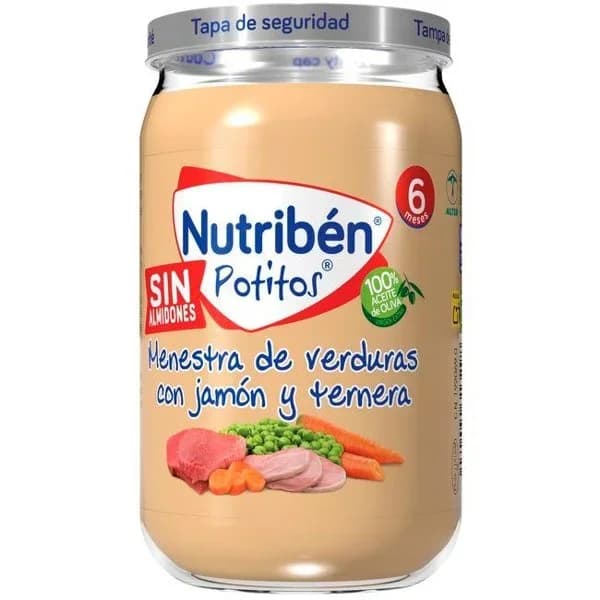 Potito de jamón-ternera-verduras NUTRIBEN, tarro 235 g - 0.25 kg - Imagen del producto en Findit