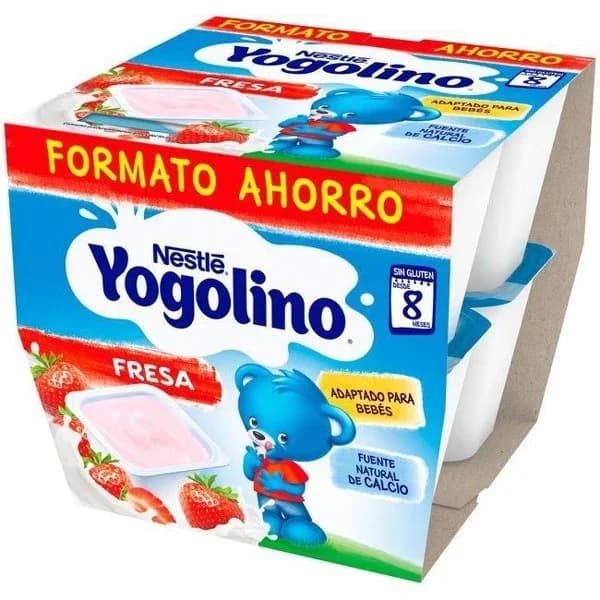 Postre lácteo fresa desde 8 meses Nestlé Yogolino sin gluten pack de 8 unidades de 100 g. - 0.8 kg - Imagen del producto en Findit
