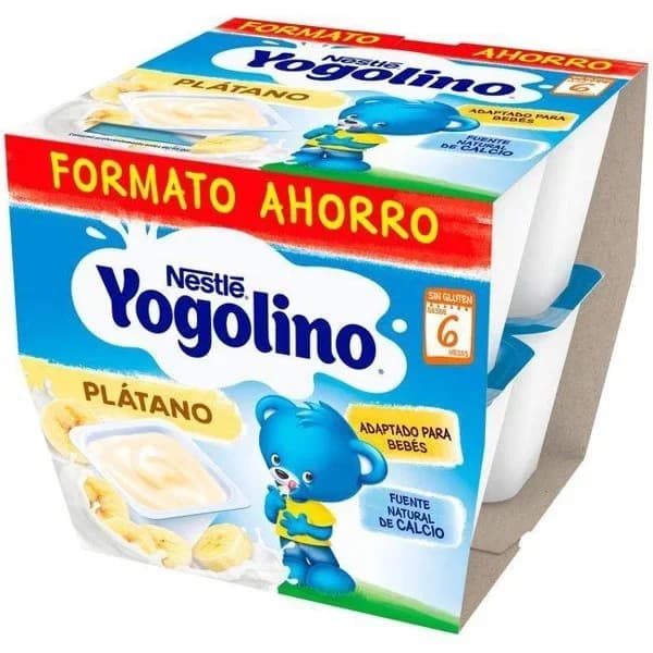 Postre lácteo de plátano desde 6 meses Nestlé Yogolino sin gluten pack de 8 unidades de 100 g. - 0.8 kg - Imagen del producto en Findit