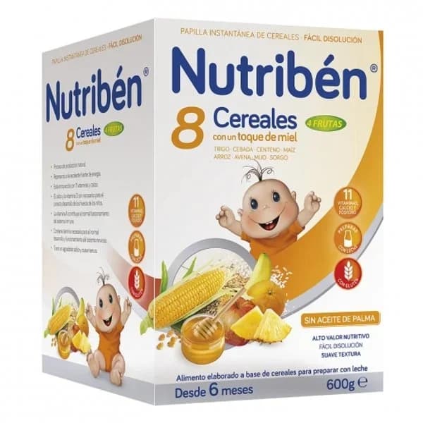 Papilla infantil desde 6 meses 8 cereales con toque de miel 4 frutas Nutribén 600 g. - 0.6 kg - Imagen del producto en Findit