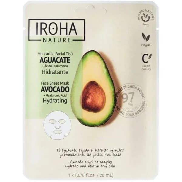 Mascarilla de tejido hidratante aguacate IROHA, pack 1 ud - 1 ud - Imagen del producto en Findit