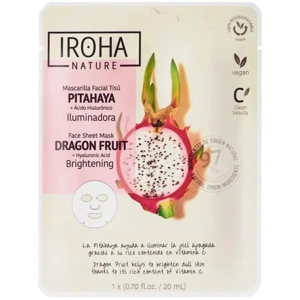 Mascarilla de tejido iluminadora pitahaya IROHA, pack 1 ud - 1 ud - Imagen del producto en Findit