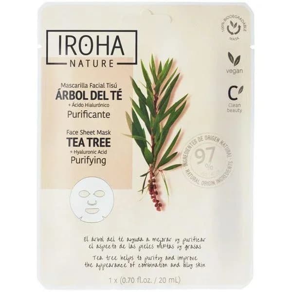 Mascarilla de tejido purificante arbol de te IROHA, pack 1 ud - 1 ud - Imagen del producto en Findit