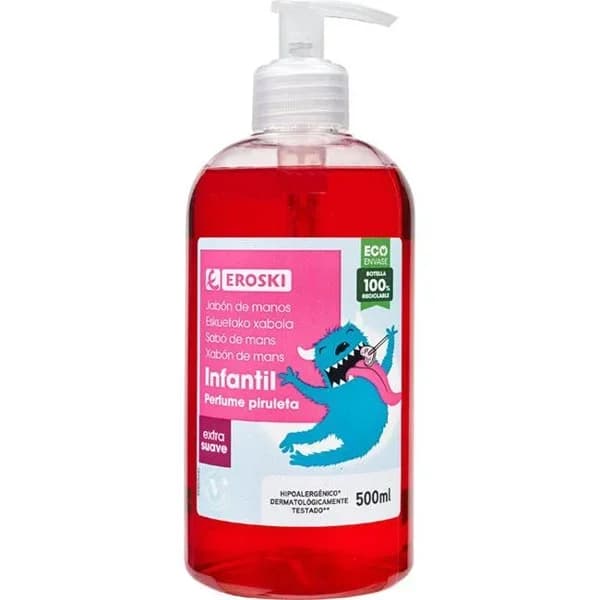 Jabón infantil hipoalergénico EROSKI, dosificador 500 ml - 0.5 l - Imagen del producto en Findit
