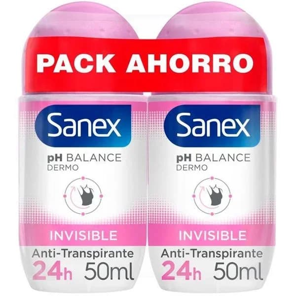 Desodorante roll-on dermo invisible 48h antitranspirante Sanex pack de 2 unidades de 50 ml. - 0.1 l - Imagen del producto en Findit