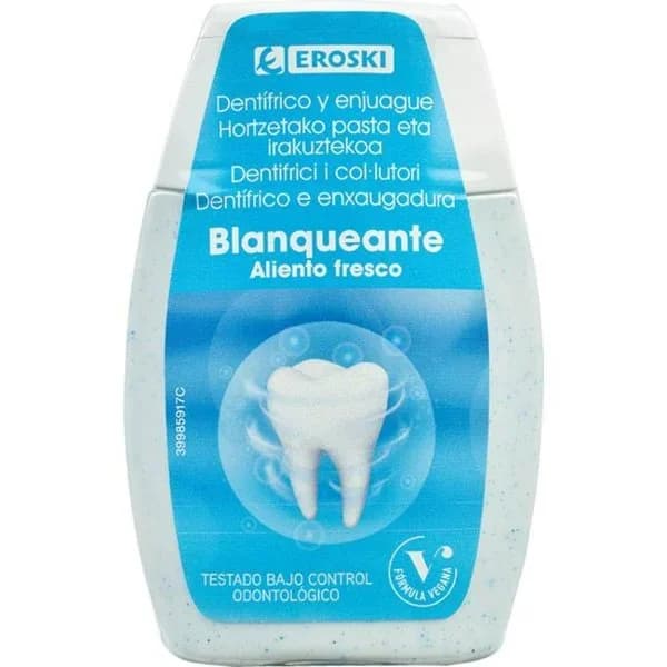 Dentífrico 2en1 Blanqueante EROSKI, bote 100 ml - 1 ud - Imagen del producto en Findit