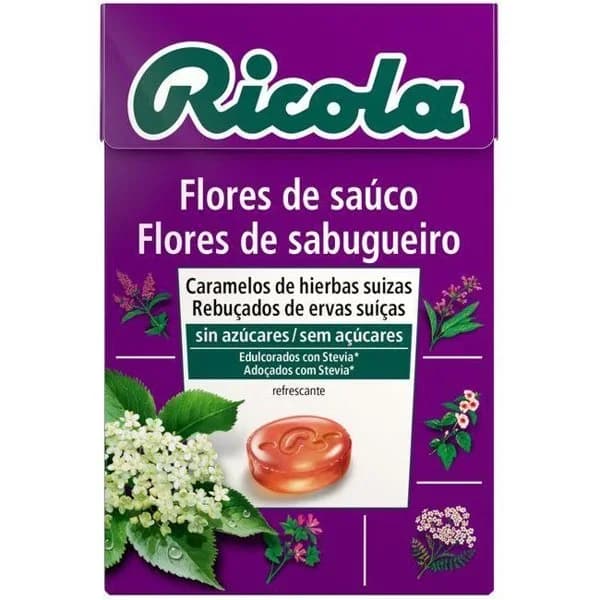 Caramelos sin azúcar flor de sauco RICOLA, caja 50 g - 1 ud - Imagen del producto en Findit