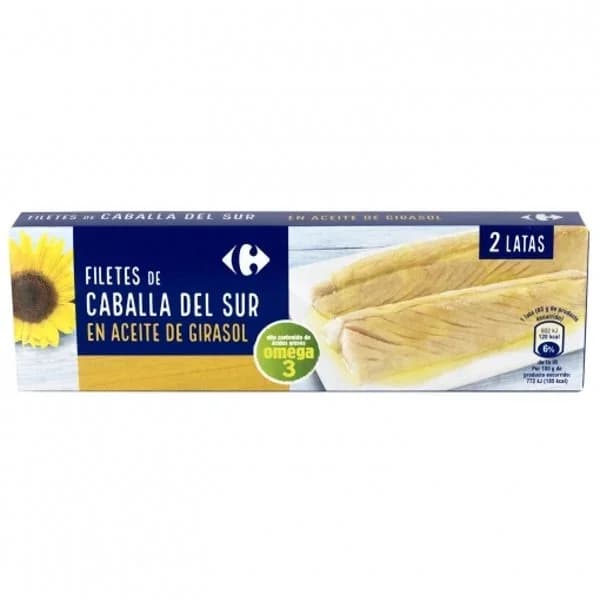 Filetes de caballa del sur en aceite de girasol Classic Carrefour pack de 2 latas de 65 g. - 0.13 kg - Imagen del producto en Findit