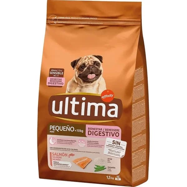 Alimento de salmón para perro mini sensitive ULTIMA, saco 1,5 kg - 1.5 kg - Imagen del producto en Findit