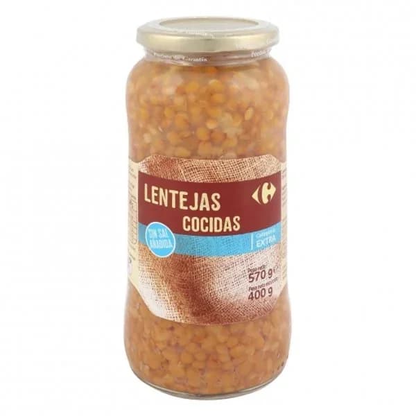 Lentejas cocidas categoría extra Classic Carrefour sin sal añadida 400 g. - 0.4 kg - Imagen del producto en Findit