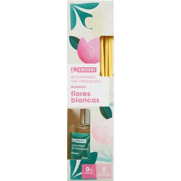 Ambientador varitas de jazmín EROSKI, caja 40 ml - 0.04 l - Imagen del producto en Findit