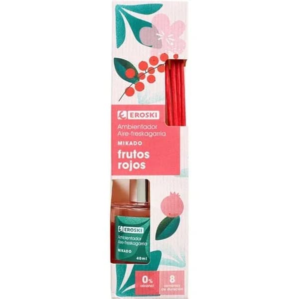 Ambientador varita de frutos rojos EROSKI, caja 40 ml - 0.04 l - Imagen del producto en Findit