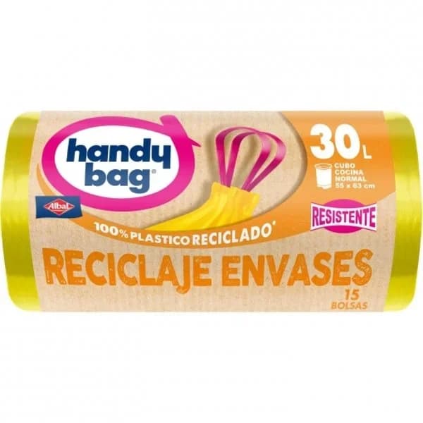 Bolsas de Basura Reciclaje Envases 100% Reciclado Handy Bag 30L 15 ud - 15 ud - Imagen del producto en Findit