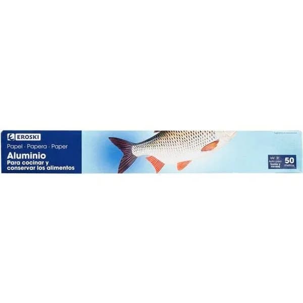 Papel de aluminio 50 metros EROSKI, pack 1 ud - 1 ud - Imagen del producto en Findit
