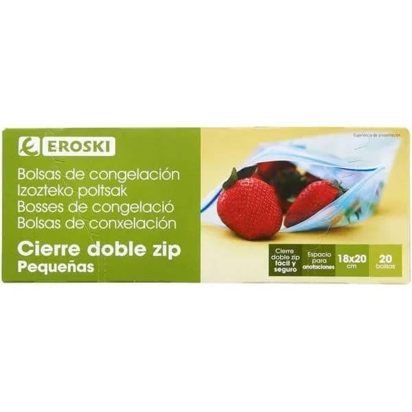 Bolsa de congelación zip 18X20 EROSKI, paquete 20 uds - 20 ud - Imagen del producto en Findit