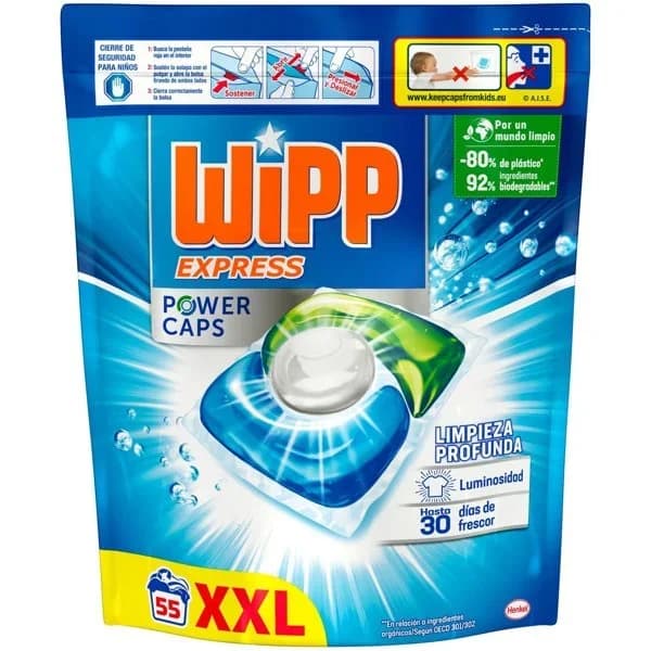 Detergente en cápsulas WIPP POWER, bolsa 55 dosis - 55.64 ud - Imagen del producto en Findit