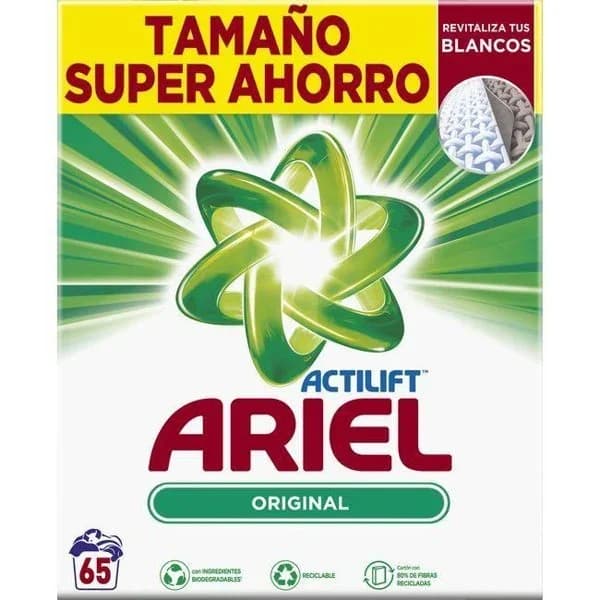 Detergente en polvo original ARIEL, maleta 65 dosis - 65 ud - Imagen del producto en Findit