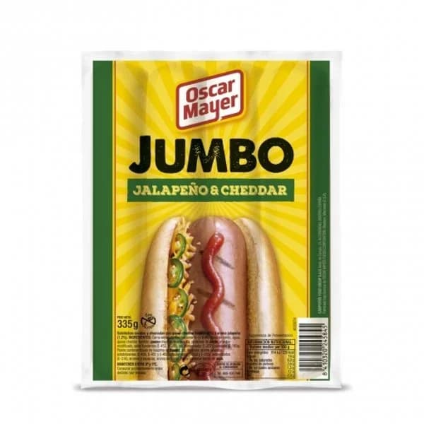 Salchichas de jalapeño y cheddar Oscar Mayer Jumbo sin gluten 335 g. - 1 ud - Imagen del producto en Findit