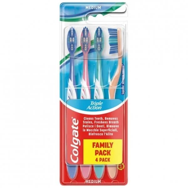 Cepillo de dientes medio refresca el aliento Triple Action Colgate 4 ud. - 3.99 ud - Imagen del producto en Findit
