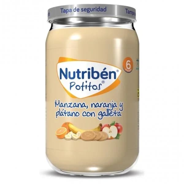 Potito de manzana-naranja-plátano-galleta NUTRIBEN, tarro 235 g - 0.24 kg - Imagen del producto en Findit