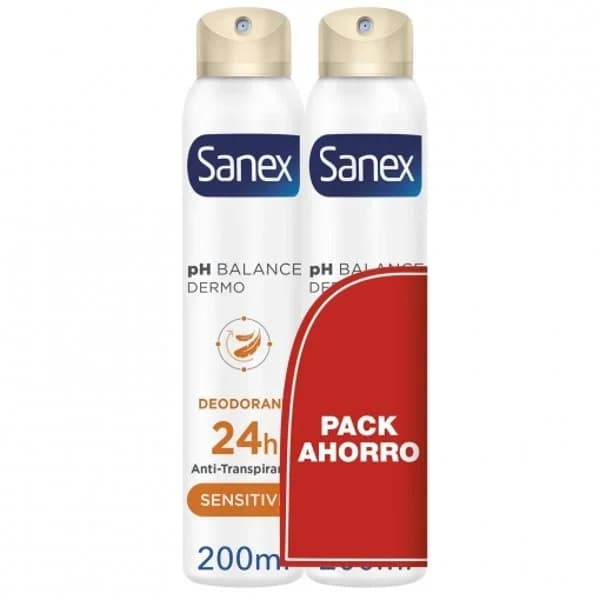 Desodorante en spray dermo sensitive protección 24h Sanex pack de 2 unidades de 200 ml. - 0.4 l - Imagen del producto en Findit