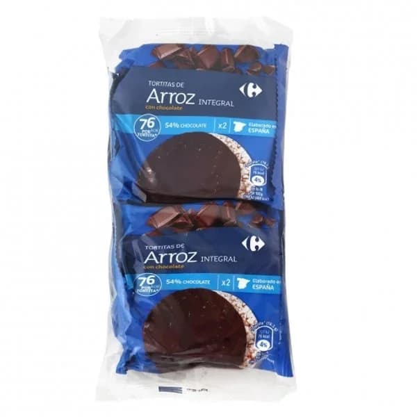 Tortitas de arroz integrales con chocolate Carrefour 130 g. - 0.13 kg - Imagen del producto en Findit