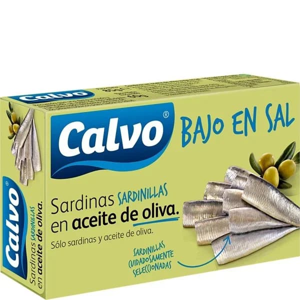 Sardinillas en aceite de oliva bajo en sal Calvo lata 60 g - 0.06 kg - Imagen del producto en Findit